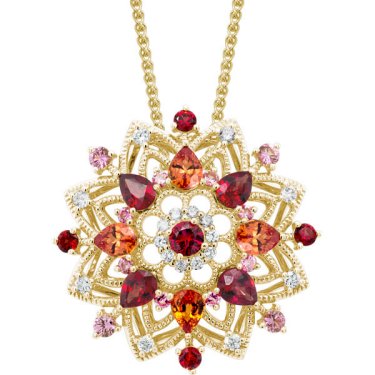 Pendant in 14k yellow gold with 1.99 cts. t.w. sapphires and 0.19 ct. t.w. diamonds, $3,510; Artistry, Ltd.