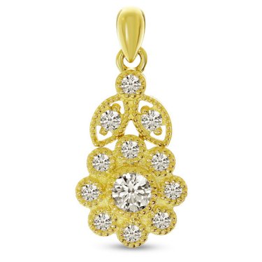 Flower pendant in 14k yellow gold with 0.26 ct. t.w. diamonds, $1,010; Brevani