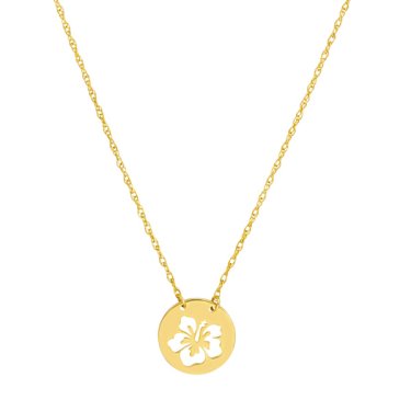 So you cutout flower mini disc necklace in 14k yellow gold, price on request; Midas Chain