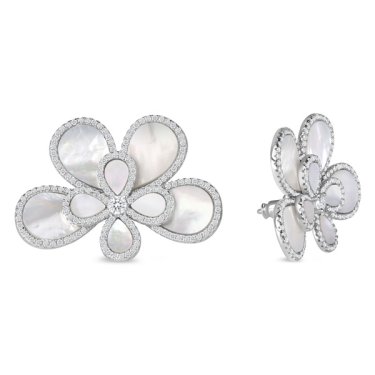 Earrings in sterling silver with mother-of-pearl, price on request; Sioro Jewelry