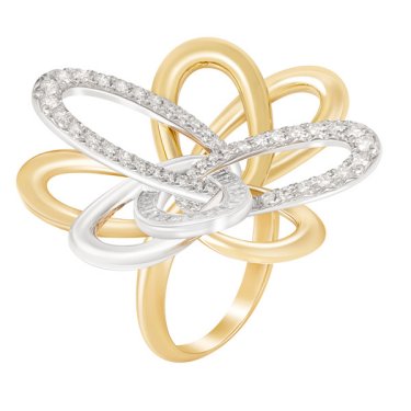 Flower ring in yellow and white gold with diamonds, price on request; Sofragem