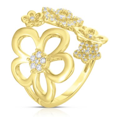 Flower bouquet ring in 14k yellow gold with 04. Ct. t.w. diamonds, price on request; Urbaetis