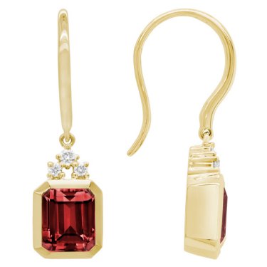 Earrings in 14k yellow gold with 2.6 cts. t.w. garnet and 0.08 ct. t.w. diamonds, $945; Artistry, Ltd.
