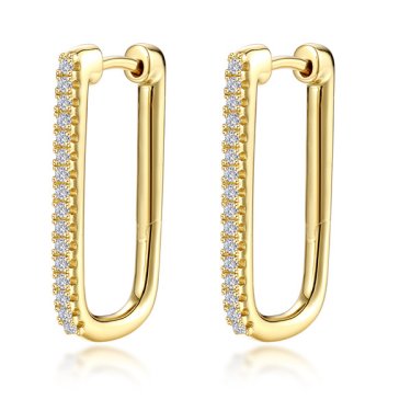 Hoop earrings in gold-plated sterling silver with 0.32 ct. t.w. simulated diamonds, $170; Lafonn